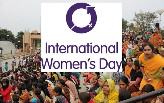 International Women's Day logo with women in crowd